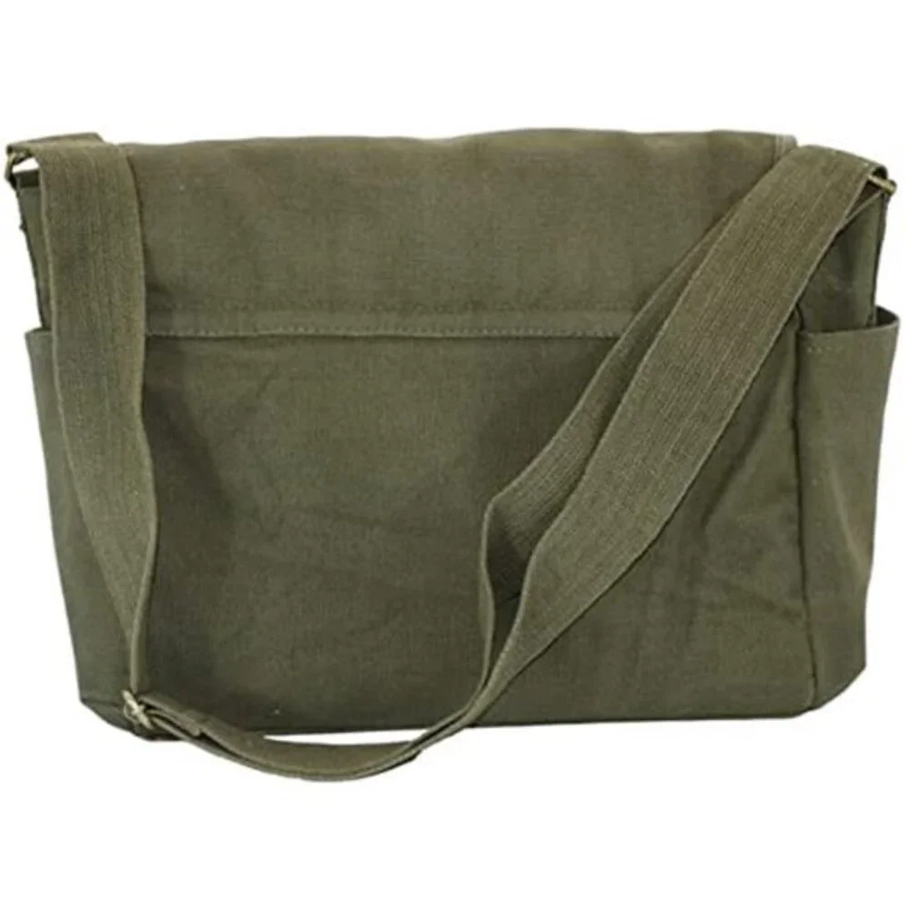 Olive Green Canvas Messenger Bag Military Laptop Bag Heavy Duty Travel School Ba